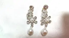 QVC 新品 スワロフスキー 使用 パール フラワー イヤリング