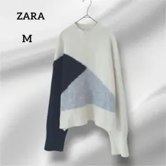 ZARA 長袖ニット カラーブロック モックネック M