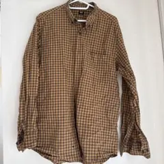 UNIQLO ブラウン系チェック長袖シャツ L