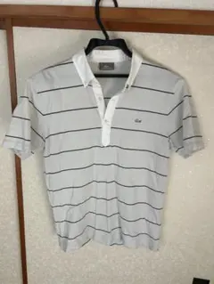 LACOSTE ホワイト ストライプ ポロシャツ サイズ2 (S)