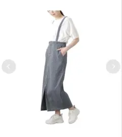 【値下げ】ディッキーズ★ヒッコリー サロペット スカート　Mのサムネイル
