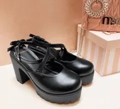 Miss Mine 厚底DOLLYクロスリボンパンプスLARMEプロデュースのサムネイル