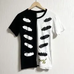 marble マーブル　フィットネスウェア　バイカラー 半袖Tシャツ　モノクロのサムネイル