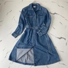 TOMMY JEANS✨ベルテッド　デニムシャツワンピース　マキシ丈　刻印ボタン