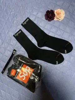 新品未使用☆ Supreme ブラック クルーソックス 1足 6-12