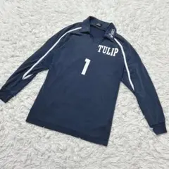 【c6587】asics アシックス　　カットソー　長袖　ネイビー