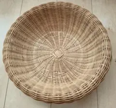 美品 天然素材 藤製 かご 浅型バスケット 北欧 インテリア