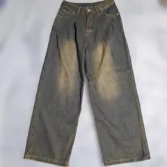 レディース　ダークデニム ワイドレッグパンツ