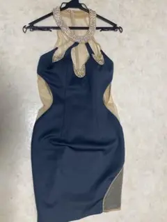 エンジェルアール　ビジュー装飾 ネイビー タイトドレス　AR