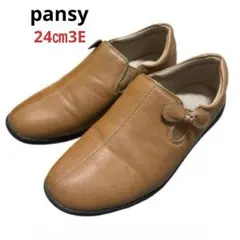 軽量❣️幅広✨pansy リボン付きローファー　キャメル　24㎝3Eのサムネイル