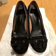 【値下げ！美品】oriental traffic 黒スエードパンプス　24.5