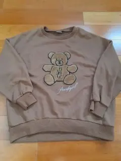 ANAP GIRL ブラウン クマ刺繍 トレーナー XS