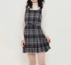 TINA:JOJUN プリーツ切替 ミニ丈ワンピース ブルーグレー