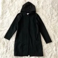 フード付きロング丈コートXL　ブラック　シンプル　ビジネス　アウター◆A250