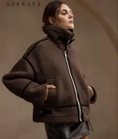 高級感　ボアムートンコート ブラウン