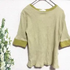 【One】 センスオブプレイス Tシャツ カットソー 五分袖 フレア袖 ワッフル