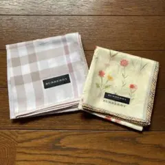 新品 Burberry バーバリー ハンカチ 2枚セット チェック 花柄