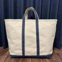 【70's 2色サイドタグ耳付き】LL Bean トート ネイビー L