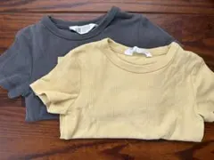 【H&M KIDS】リブ入り半袖Tシャツ 2色セットのサムネイル