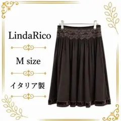 상태좋음 LINDARICO ひざ丈スカート ベルベット レース M イタリア製
