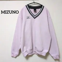 12-7【ミズノ】 テニスウェア Vネックスウェットシャツ 男女兼用　ピンク