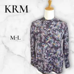 kay me ボウタイブラウス 総柄 ネイビー13号【美品】大きいサイズ 日本