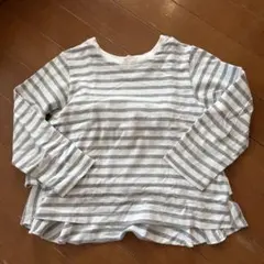 ボーダー 後ろフリル 長袖カットソー
