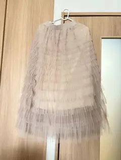 spray premium♡フリルデザイン ピンクベージュ ロングスカート