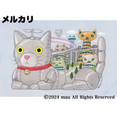 原画「猫の背中になにかある〜レトロフューチャー」猫/イラスト/アート/絵画/SF