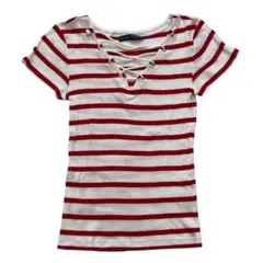 Ralph Lauren ラルフローレン ボーダーシャツ 赤 白Ｖネック シャツ