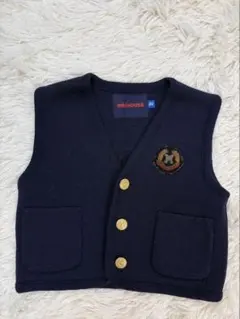 ミキハウス ニットベスト 3S 90 ネイビー 金ボタン 日本製 フォーマル