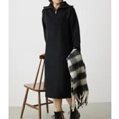 ロデオクラウンズ ハーフジップニットロングワンピース