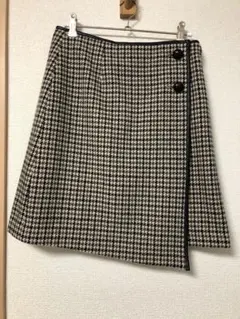 千鳥格子柄ウール巻きスカート　アルアバイル