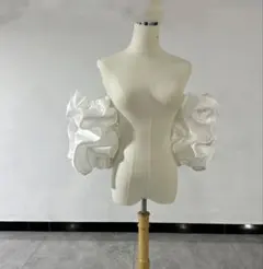 ウェディングドレス付け袖　パフスリーブ　サテン