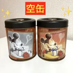 ✨ディズニー筒型空き缶❣️ミッキーマウス コーヒーチョコレートクランチ缶 2個