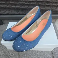 kibera デニムパンプス ウエッジソール 青のサムネイル