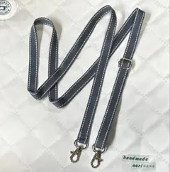 1.5幅 145cm ショルダーストラップ　瑠璃色　シルバー色金具