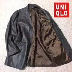 希少　OLDユニクロ　メンズ　ラムレザー　テーラードジャケット　黒　XL