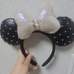 リボン付きパールデザインカチューシャ