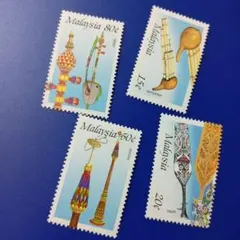 8484 外国切手 マレーシア 1987年 伝統的な楽器 4V