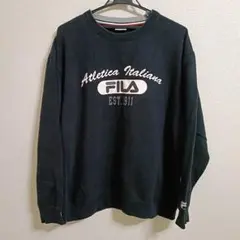 FILA フィラ/ 長袖 裏起毛 トレーナー スウェット LL 黒 ロゴ