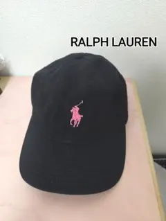美品✨ Ralph Lauren ピンクポニー ブラック 帽子　キャップのサムネイル