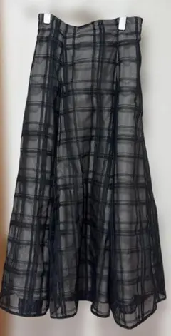 GRL チェック柄シアーフレアスカート[tu1082] Lサイズ