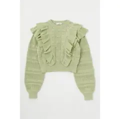 【マウジー】 WATERMARK PATTERN RUFFLE ニット フリル