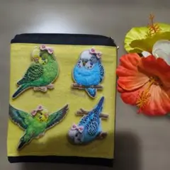 セキセイインコ、 デニムポーチのサムネイル