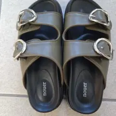 nouler オリーブグリーン ダブルバックルサンダル