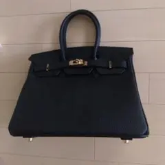 ブラックレザー ハンドバッグ ゴールド金具