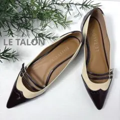 高級感✨LE TALONポインテッドトゥメダリオンストラップフラットシューズ