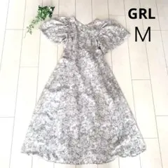 ​GRL グレイル 花柄 半袖 ロングワンピース M パフスリーブ