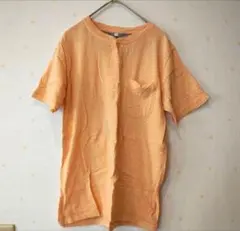 ヘンリーネック ポケットTシャツ オレンジ S綿100%のサムネイル